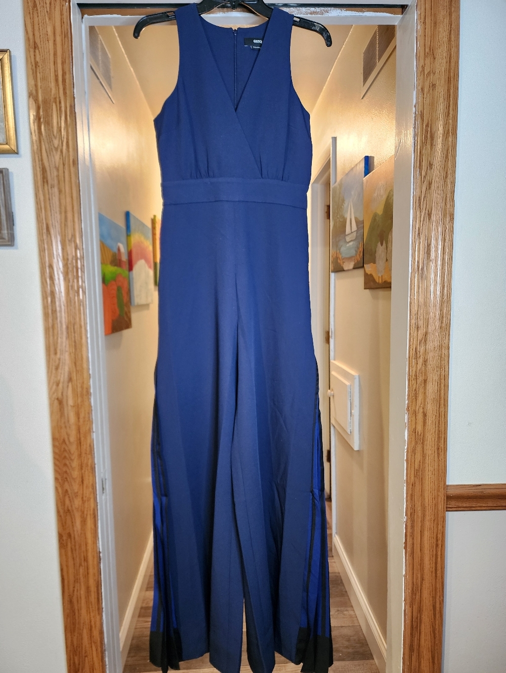 Gorgeous GSTQ Navy Sleeveless V-Neck Wide Leg Jumpsuit